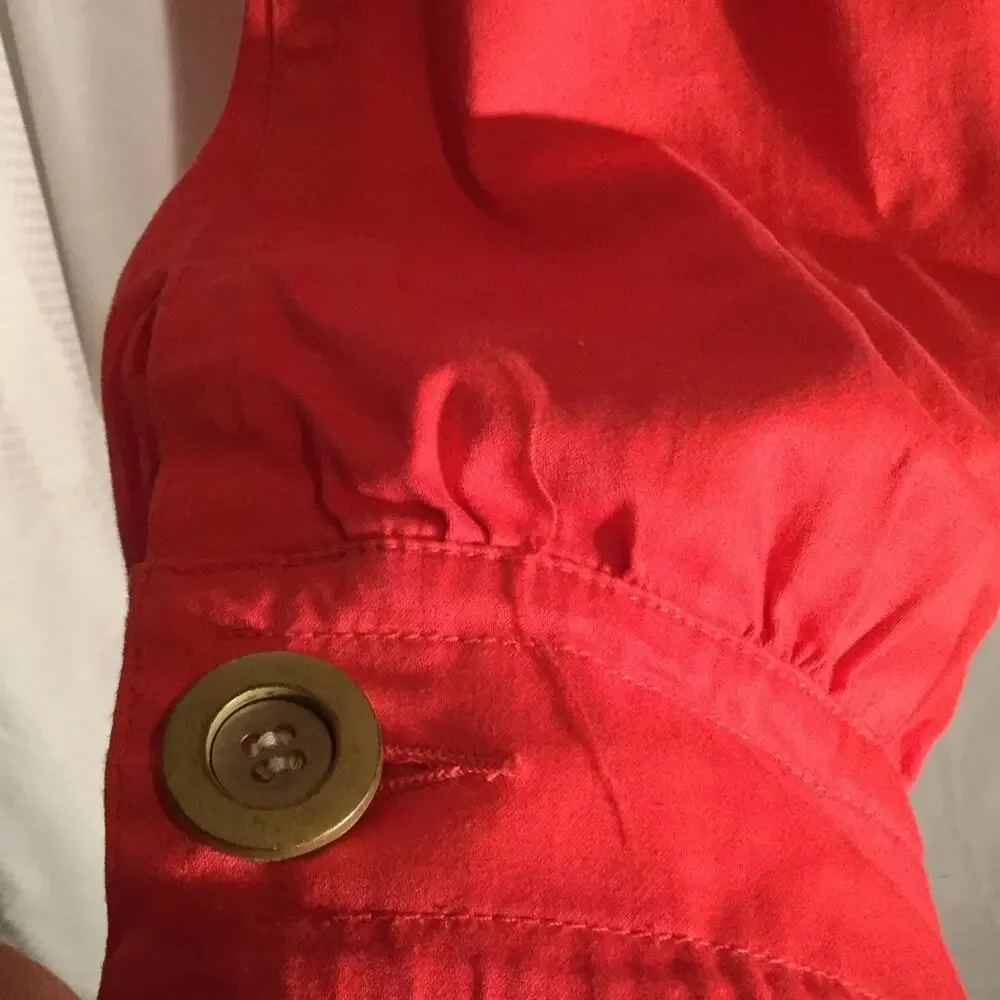 AMX 2x coral pink stretch jacket cotton stretch blend gold tone button NWOT
